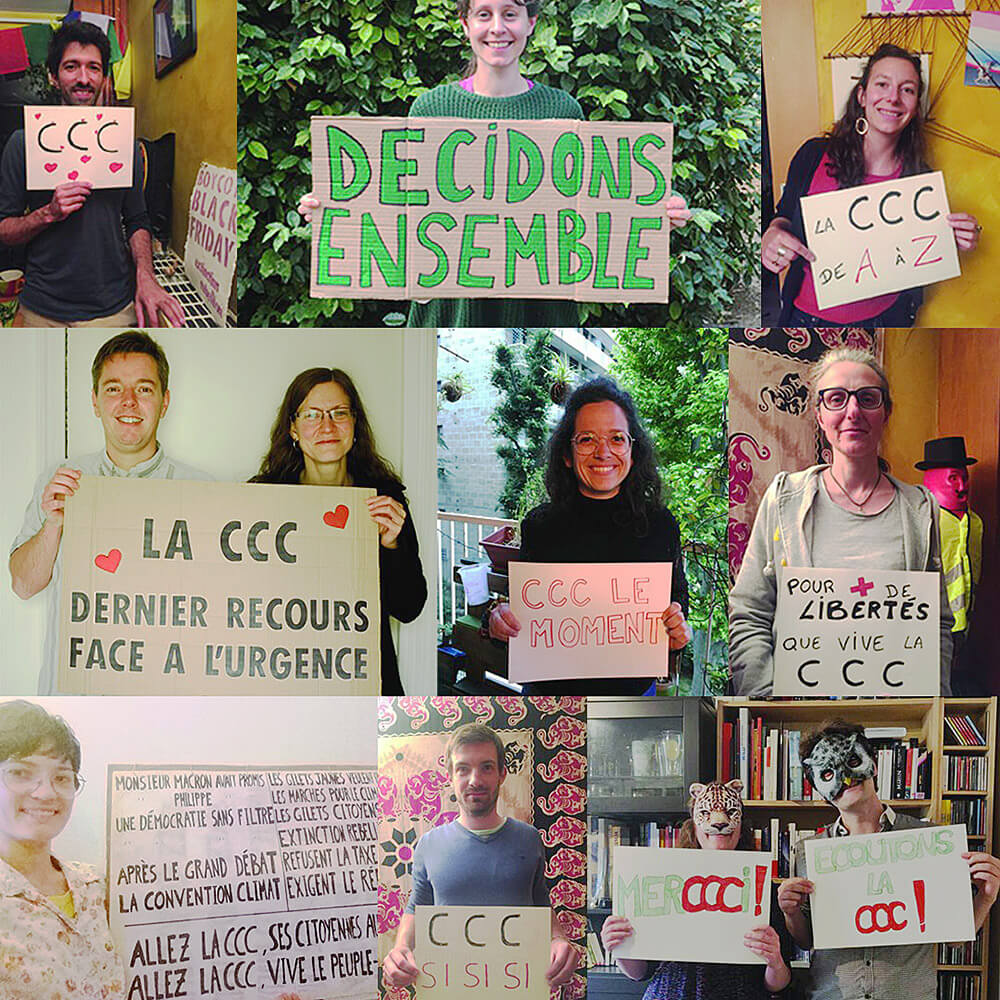 Französische Rebellen und Aktivisten von Youth For Climate zeigen ihreUnterstützung für den CCC-Aktionsplan.