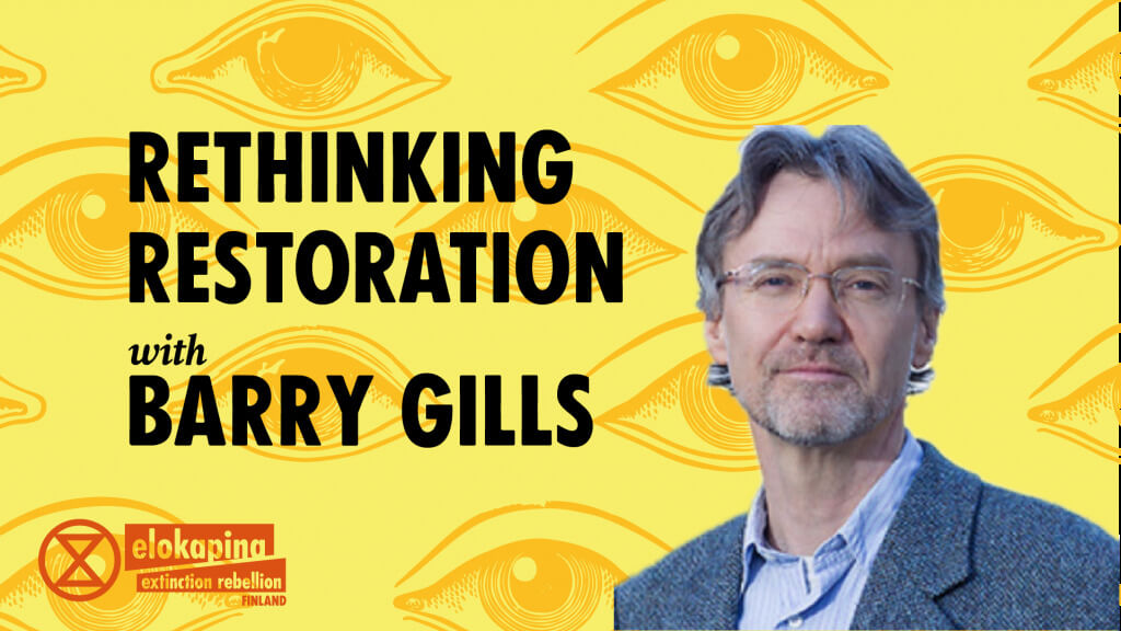 Ulotka wydarzenia Rethinking Restoration (ang. Przemyślmy to raz jeszcze:renaturyzacja) z Barrym Gillsem