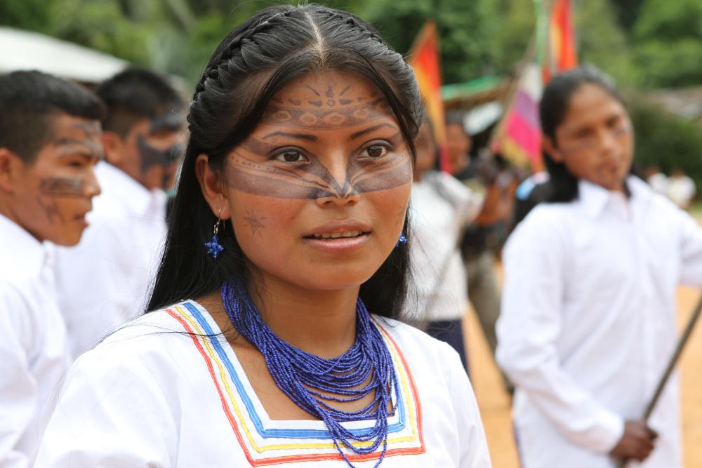 Sarayaku woman with face paint