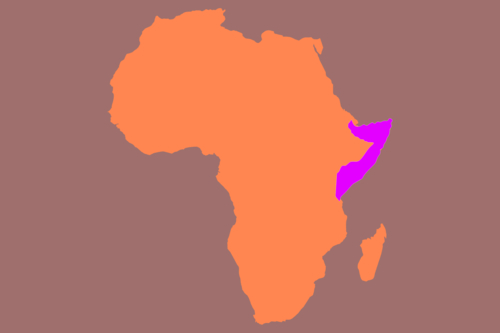 Map of Africa with Somaliahighlighted