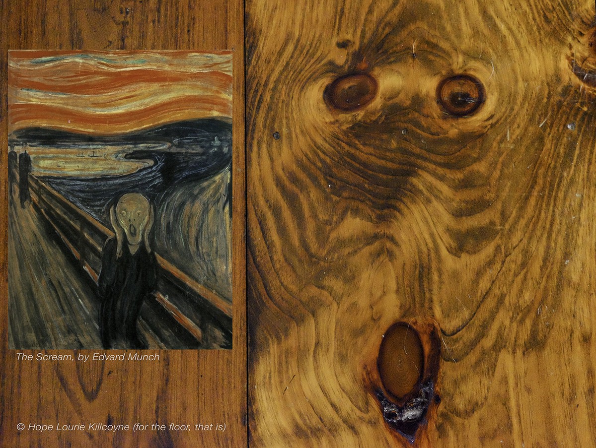 Wood grain that looks like Munch's The Scream