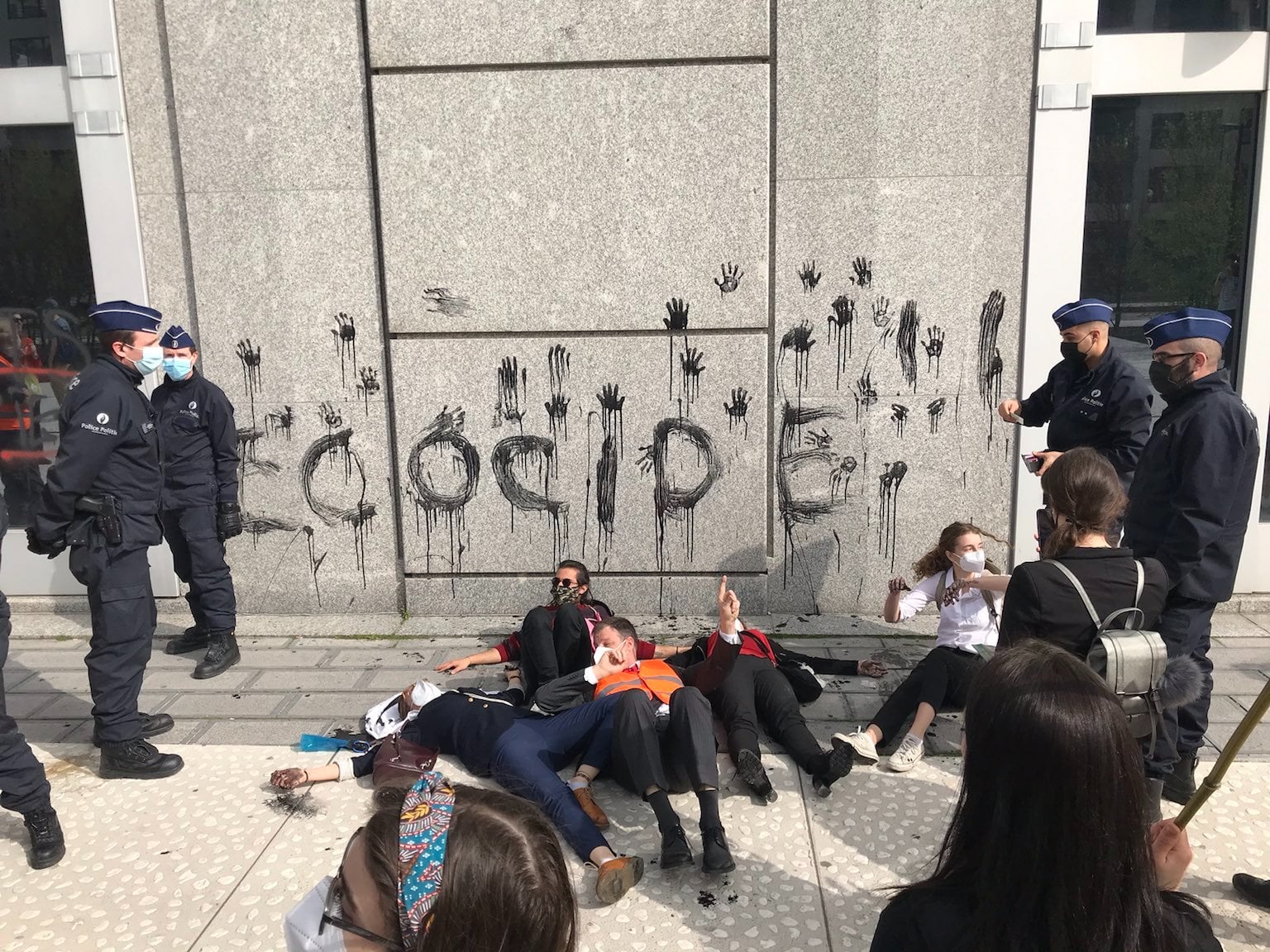 Brussels, Belgium. A number of European financial institutions were targeted with a simple message - stop funding ecocide. XR Belgium’s efforts got a lot of media coverage.
