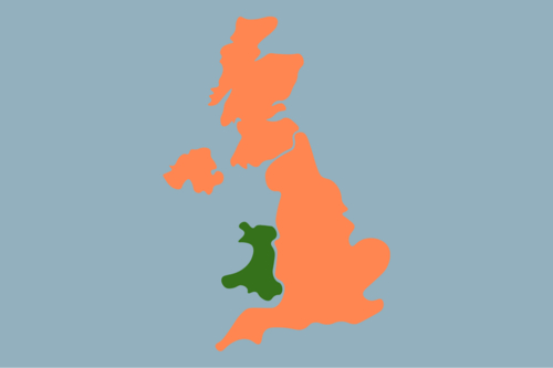 Map showing the UK